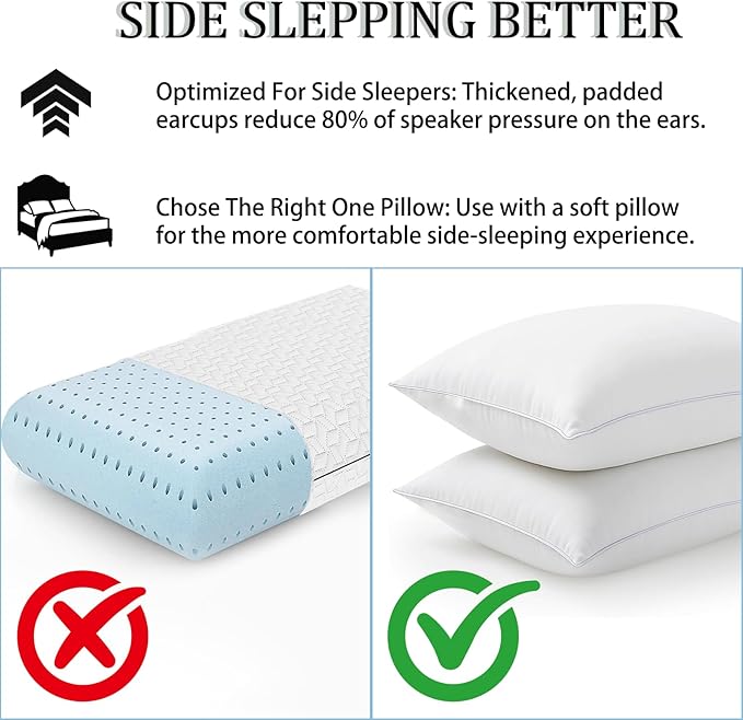 5.4 Bluetooth Sleep Mask with 12 White Noises, 3D Sleep Headphones for Women Men 100% Pressure-Free & BlockOut,Wireless Eye Mask for Side Sleepers Travel