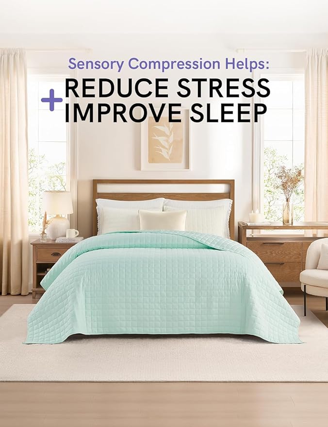 YnM 12lbs Weighted Blanket for Adults, Heavy Bed Throw Blanket with Cooling Glass Beads for All Season Use, Ideal for ~110lbs (48x72 Inches, Twin/Full, Mint Green)