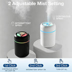 Portable Mini Humidifier, 300ml USB Cool Mist Small Humidifier with Colorful Lights. Perfect for Bedroom, Office, Plants, travel & Car (White)