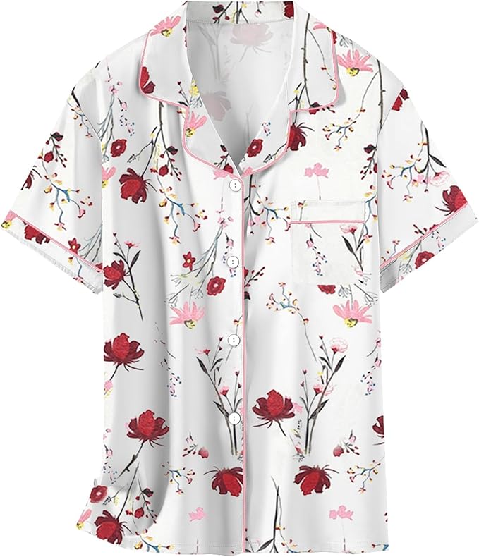 Girls & Womens Satin Pajamas Set, Silk Button-Down Sleepwear 2 Piece Nightwear, 3 Years - Women XXL