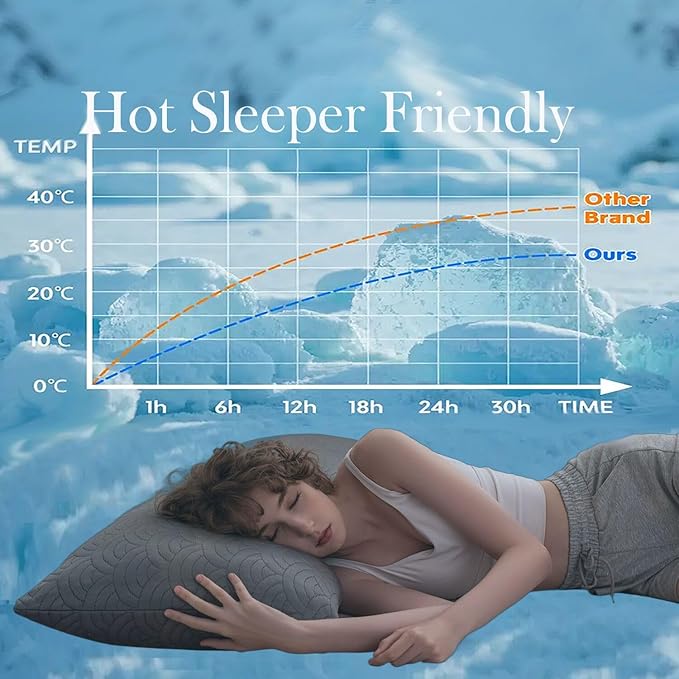 MOLCLCUY Memory Foam Pillows King Size Set of 2 Adjustable Cool Pillow for Side Back Stomach Sleepers Luxury with Washable Cover