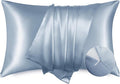 Bedsure Satin Pillowcase with Zipper, Similar to Silk Pillow Cases 2 Pack, Satin Pillow Cases King, Silky & Soft Bedding Pillow Covers for Hair and Skin, Gifts for Women Men, Stone Blue, 20x36 Inches