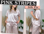 Ekouaer Womens Satin Silky Pajama Set Short Sleeve Shirt with Long Pajama Pant Set Soft PJ Loungewear
