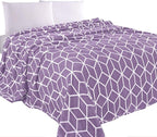 Elegant Comfort Luxury Velvety Feel Blanket, All-Season Lightweight Blanket, Ultra Plush, Soft, Cozy-Fuzzy Flannel Fleece for Couch, Sofa, Bed, Travel, Cube Design, Full/Queen, Lilac