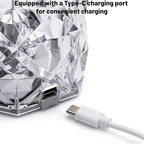16 Colors Rose Rays Crystal Diamond Table Lamp, Touch Control Acrylic Column Light with Remote, Type-C Rechargeable, 360 Degree Transparent Shade for Bedroom Desk Décor (1, Small)