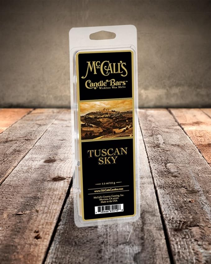 McCall’s Candles | Tuscan Sky | Scented Wax Melt | Amber, Musk, Citrus & Earthy Twilight | 6-Piece Break-Apart Bar | 12–24 Hours Per Wedge | Poured in the USA | 5.5 oz