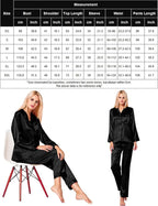 SWOMOG Long Sleeve Pajamas Set Silk Satin Sleepwear Button Down Pjs Loungewear with Pocket