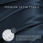 MR&HM Satin Bed Sheets with Elastic Corner Straps, King Size Sheets Set, 4 Pcs Silky Bedding Set with 15 Inches Deep Pocket for Mattress (King, Mood Indigo)