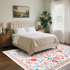 CRYPTOLITE 9x12 Area Rug for Living Room Clearance, Modern Washable Rug Non Slip Low Pile Floral Rugs for Living Room, Bedroom, Farmhouse, Dining Room, Kids Playroom, Beige