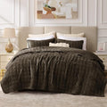 BEDELITE Velvet Quilt Set Queen Size - Luxury Velvet Comforter Bedding Set 3 Pieces, Lightweight Soft Cozy Mocha Brown Oversized Bedspread Coverlet for All Seasons with 2 Pillow Shams