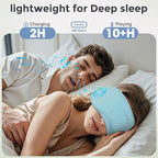 Sleep Headphones with Bluetooth 5.4 Sleep Mask, Bamboo Cotton Music Wireless Bluetooth Eye Mask for Sleeping, Earphones HD Speaker Microphone for Travel, Gifts for Men Women(Blue)