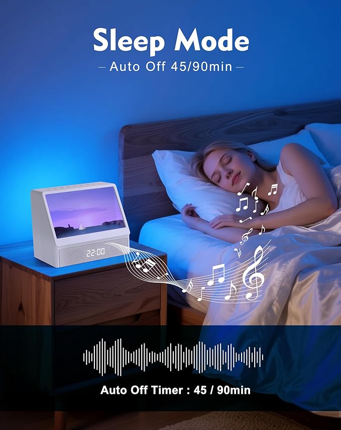 Sunrise Alarm Clock with Sound Machine, Sunlight Alarm Clock with 10 Scene Simulations for Sleep, 12 White Noise Sound Machine with Bluetooth Speaker