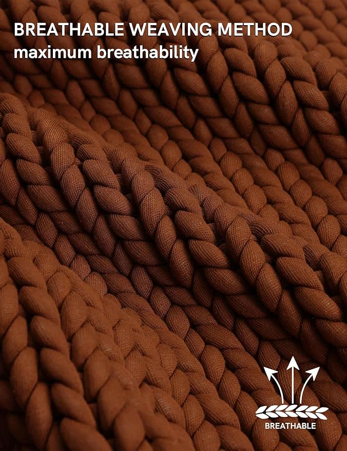 YnM Chunky Throw Blanket, Medium-Weight, Hand Knitted, Skin Friendly, Ventilated and Breathable, Machine Washable, Home Décor Piece for Couch, Sofa and Bed (Brown, 40x50 Inch)