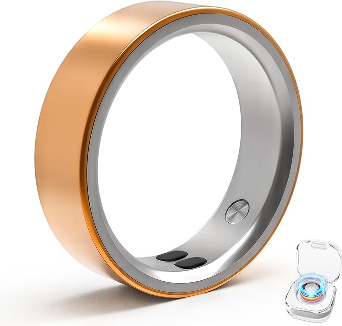 Smart Ring for Women Men,Sleep Tracking Wearable,Fitness Tracker Ring with Step/Heart Rate/Blood Oxygen/Distance/Calorie,Clock Vibration,No Subscription Fee,5ATM Waterproof, iOS&Android(Rose Gold8)