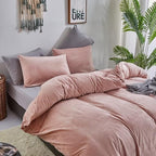 CLOTHKNOW Pink California King Comforter Set Velvet Bedding Comforter Sets Soft Flannel Comforter with 2 x Pillow Cases