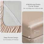 MR&HM Satin Bed Sheets, King Size Sheets Set, 4 Pcs Silky Bedding Set with 15 Inches Deep Pocket for Mattress (King, Champagne)