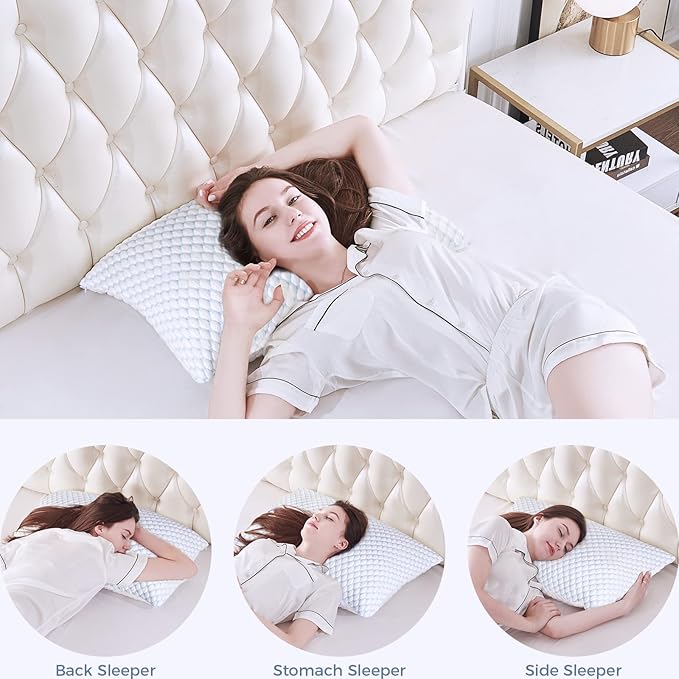 OSBED Adjustable Cooling Shredded Memory Foam Pillows King Size Set of 4 - Temperature-Regulating for Hot Sleepers with Dual Airflow Ventilation(CertiPUR-US & Hypoallergenic & Machine Washable)