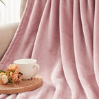 Exclusivo Mezcla Fleece Blankets Queen Size for Bed, Super Soft and Warm, All Season, Cozy, Plush, Lightweight, 90x90 Inches, Dusty Pink
