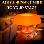 Orange Mushroom Lamp for Bedroom – Dimmable Vintage Mushroom Lamps Power 5W with 3 Lighting Colors & 10 Brightness – USB Powered Nightstand Retro Lamp for Reading Room, Office, Dorm | ABS + PVC Build