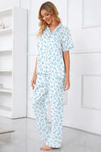 Umeyda Girls Womens Pajamas Set, Satin Silky Button Down Loungewear 2 Piece Short Sleeve Pants PJS Sets for Mommy Kids