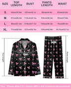 Womens Satin Pajama Set 2 Piece Silk Long Sleeve Pjs Soft Button Down Loungewear Sleepwear