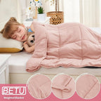 Pink Weighted Blanket Kids 7lbs, 40"x60", Cooling Heavy Throw Blanket for 60-90lbs, Microfiber Soft Thick Big Blankets Weighted Comforter Breathable Gift for Sleeping