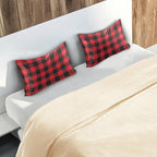 Christmas and New Year Buffalo Plaid Satin Pillowcase for Hair and Skin, Red and Black Buffalo Check Plaid Silk Pillow Case with Envelope Closure, Queen Size 20x30 inches, 1 PC
