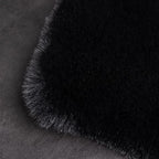 Ghouse Faux Rabbit Fur Round Rug 6ft Black Round Rugs for Bedroom Decor Fluffy Area Rugs for Living Room, no-Shedding Carpet Sheepskin Washable Rug Rome Decor