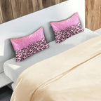 Satin Pillowcase for Hair and Skin, Pink Glitters Leopard Prints Silk Pillowcase Soft and Cozy Body Pillow Covers, Standard Size Satin Pillow Cases with Envelope Closure(20x26 Inch), 1PC