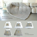 Maetoow Chenille Chunky Knit Blanket Throw （60×80 Inch）, Handmade Warm & Cozy Blanket Couch, Bed, Home Decor, Soft Breathable Fleece Banket, Christmas Thick and Giant Yarn Throws, Cream