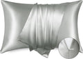 Bedsure Satin Pillowcase with Zipper, Similar to Silk Pillow Cases 2 Pack, Grey Satin Pillow Cases Standard Size, Silky & Soft Pillow Covers for Hair and Skin, Gifts for Women Men, 20x26 Inches