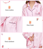EPLAZA Kids Satin Pajamas Sets Girls Boys Button-Down Silky Pajamas Sleepwear with Hairband Eye Mask Hair Tie