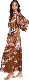 KIM+ONO Plus Size Luxury Kimono Robe for Women | Long Satin Floral Robe | Original Design | Removable Waist Tie Closure