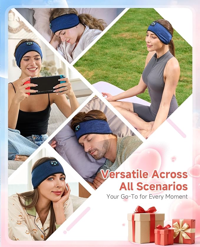 Perytong Sleep Headphones Bluetooth 5.4 Headband, Wireless Headphones Earbuds Earphones Sweatproof for Women Men Sports Workout Running Jogging Yoga Cool Gadgets Christmas Unique Gifts