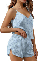 Ekouaer Satin Pajamas Set for Women Silk Cami Pjs Sets Soft Sleepwear V Neck Camisole Top and Shorts