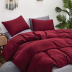 Cottonight Dark Red Comforter King Burgundy Bedding Chic Modern Wine Red Blanket Quilt Breathable Cotton Modern Solid Blackish Red Comforter Set for Women Men King Bed
