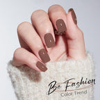 Modelones Mocha Brown Press on Nails, Short Square Fake Nails, Reusable Nail Kit with Nail Glue Adhesive Tabs Mini Nail File, Nails Press Ons 32Pcs16 Sizes, Women Girl Gift