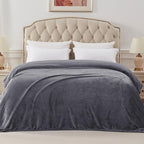 Exclusivo Mezcla Fleece Blanket Cal King Size for Bed, Super Soft and Warm, All Season, Cozy, Plush, Lightweight, 120x120 Inches, Dark Grey