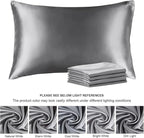 BEDELITE Satin Pillowcase with Zipper 4 Pack, Dark Grey Pillow Cases Standard Size, Super Soft and Cooling Similar to Silk Pillow Cases, Gift for Women Men(20x26 Inches)
