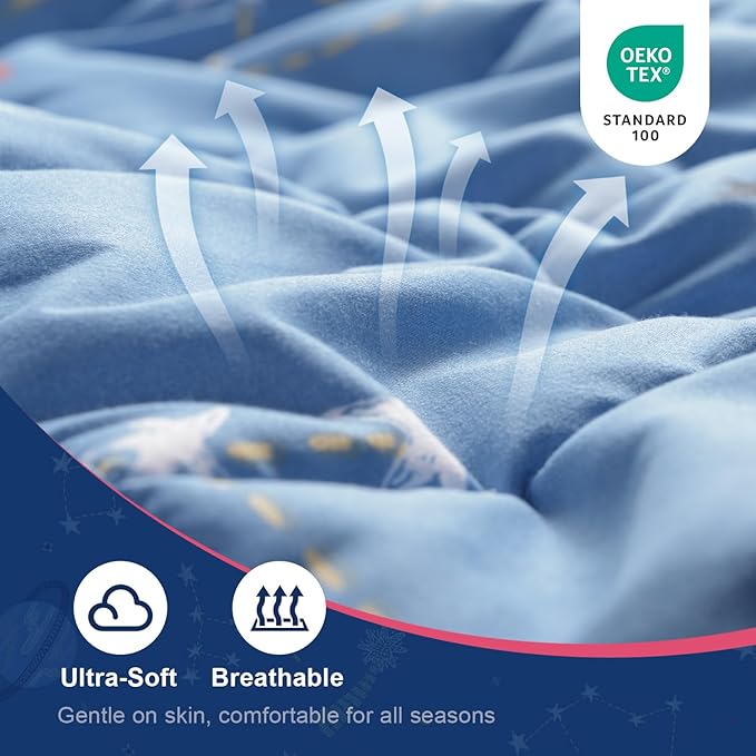 Kivik Weighted Blanket 7 lbs, 41" x 60" Blue Moon Stars Planet Weighted Blankets for Small Single/Twin Size Bed, All-Season Breathable Soft Cute Heavy Throw Blanket for Calming & Sleep, Washable