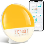 Sunrise Alarm Clock with App Control for Heavy Sleepers, Bedroom, Wake Up Light with Sunrise&Sunset Simulation, White Noise Sound Machine with 11 Colors Night Lights, Dual Alarms, FM Radio