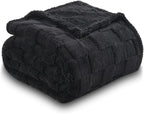 NEWCOSPLAY Super Soft Twin Blanket Black Premium Silky Flannel Fleece 3D Checkered Lightweight Bed Blanket All Season Use (Black Checkered, Twin(60"x80"))