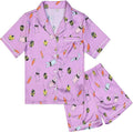 QPANCY Kids Satin Pajamas Sets Baby Boy Girl Button-Down Silk Sleepwear 2 Piece Short Sleeve Loungewear Clothes Set
