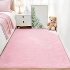 Shag Pink Rug, Rugs for Bedroom Girls Kids Room, 4x6 Ultra Soft Fluffy Area Rugs for Drom, Kids Room, Nursery, Study, Playroom, Easy Clean, Indoor Carpet for Living Room, Modern Carpet Décor