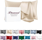 Beige Silk Pillow Cases with Zipper Made in USA, Real Silk Pillowcase for Acne Prone Skin Standard Size, 6A Grade Pure 22 Momme, 1 Pc 20"x26" (Standard, Beige)