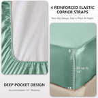 CozyLux Satin Sheets Queen Size Bed Set - 4 Piece Silky Queen Sheet Set, Luxury Aqua Queen Sheets with Smooth and Soft Microfiber, Includes 1 Fitted Sheet, 1 Flat Sheet and 2 Pillowcases