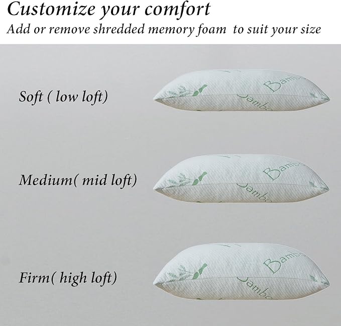 HOXXME King Size Memory Foam Pillows Set of 2, Bed Pillow for Sleeping, Firm Pillow Gel for Neck Support, Hotel Quality Bed Rest Pillow with Cooling Zippered Breathable Cover King 2 Pack