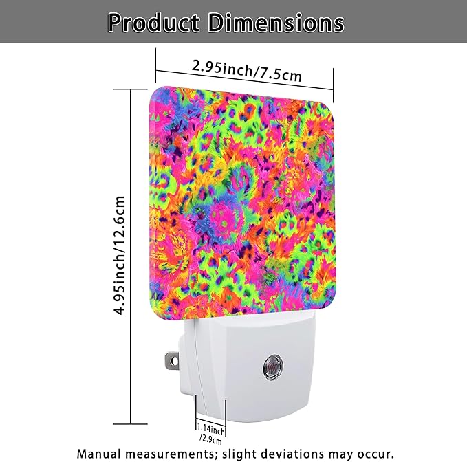 Floral Night Lights Plug Into Wall, Modern Playful Swirls Colorful Patterns Summer Neon Peach Plug in Wall Night Light with Auto Sensor for Bathroom Hallway Stairs Decor 1pcs