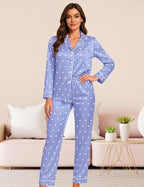 DOLOS Silk Satin Pajama Set for Women Short/Long Sleeve 2-Piece Silky Pajamas for Women Button Down Pjs Sleepwear Loungewear