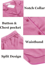 Ekouaer Womens Silk Satin Pajamas Set Short Sleeve Sleepwear Button Down Loungewear 2 Piece Pjs Shorts Set S-5X Plus Size